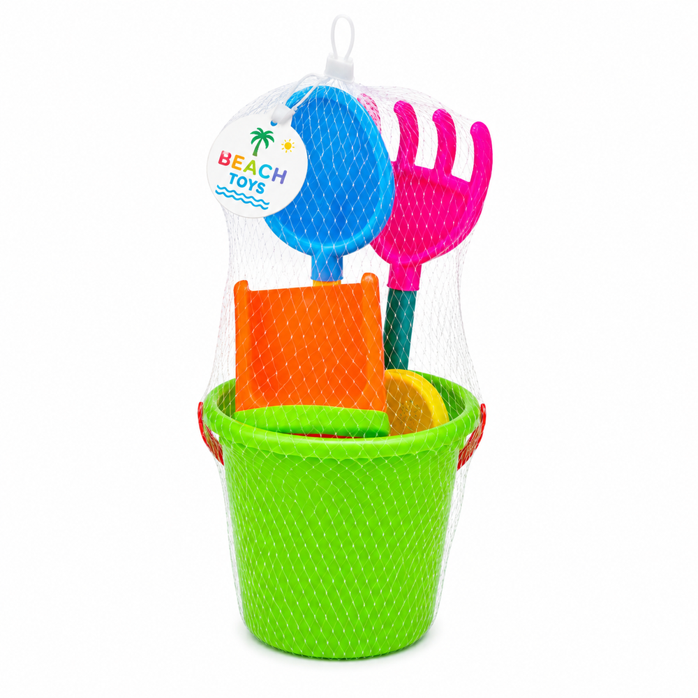 Beach Bucket with Water Can, Shovel & Sand Molds Green | 677 GREEN - Sports & Outdoors - Lebanon