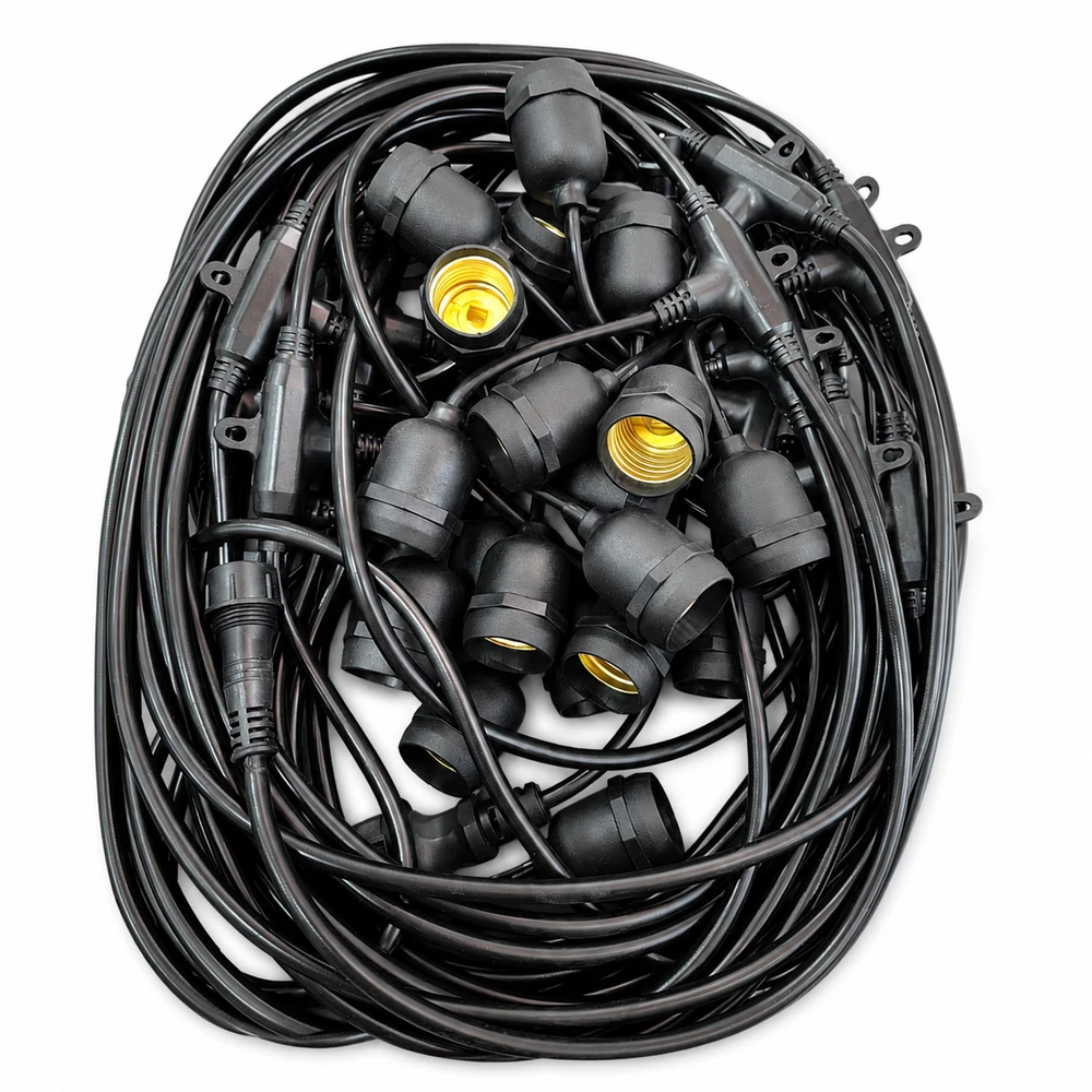 20m Outdoor String Light Cable with 20 Bulb Sockets | 20m - Home & Kitchen - Lebanon