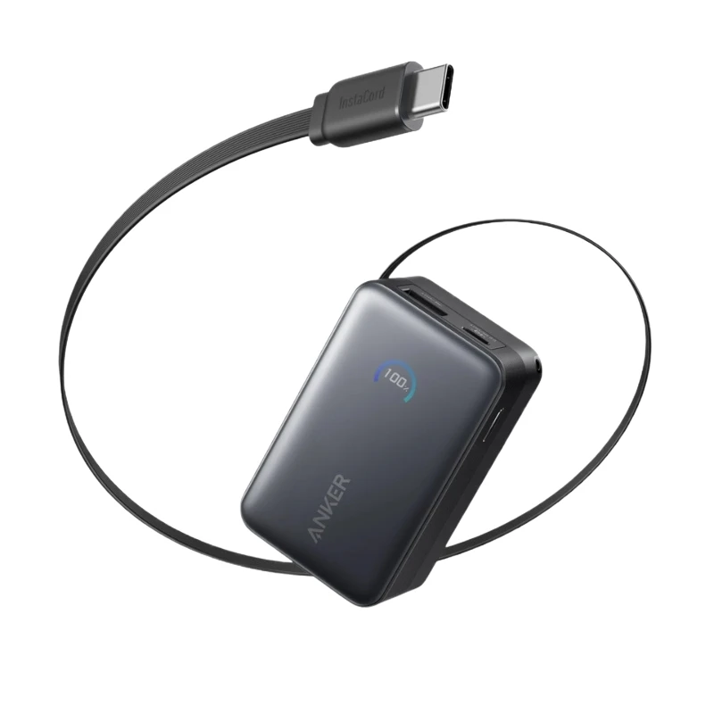 Anker Anker Nano 10000mAh 45W Power Bank with Retractable USB-C Cable Black | A1638H11 - Computers & Tech - Lebanon