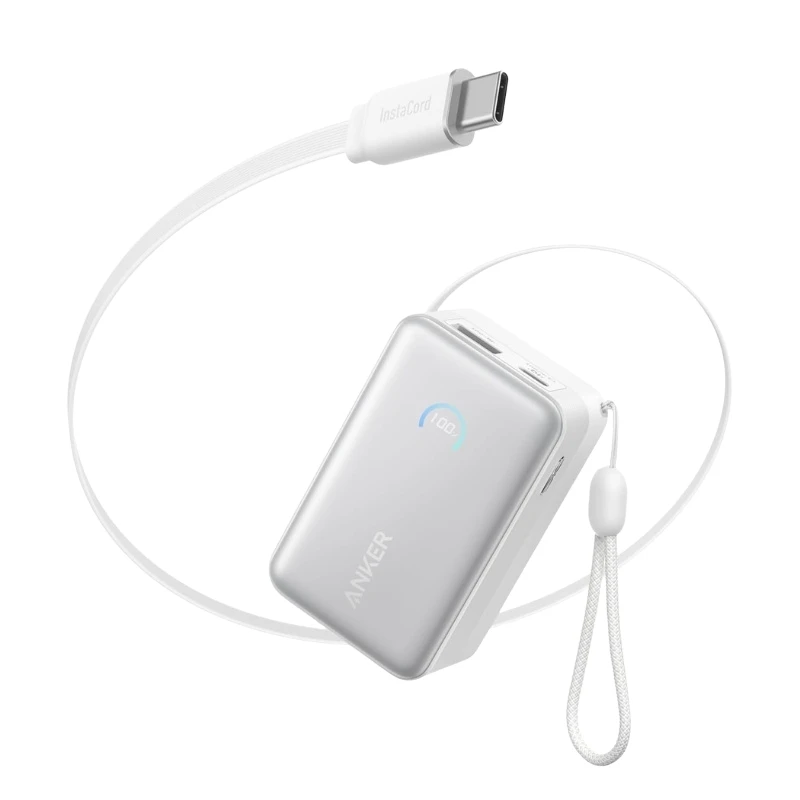 Anker Anker Nano 10000mAh 45W Power Bank with Retractable USB-C Cable White | A1638H21 - Computers & Tech - Lebanon
