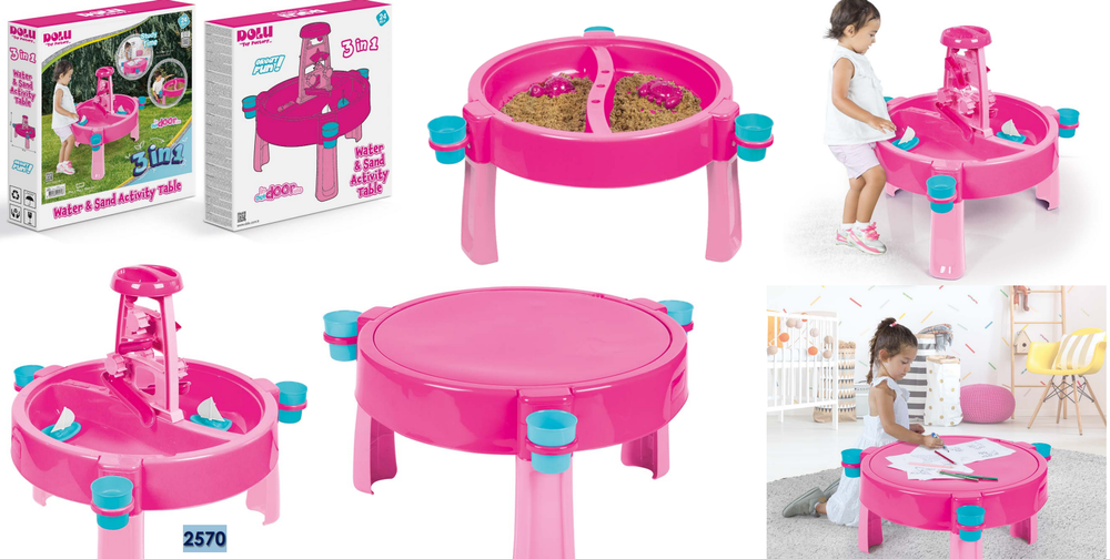 Dolu Dolu 3 in 1 Water & Sand Activity Table Pink | 2570 - Sports & Outdoors - Lebanon