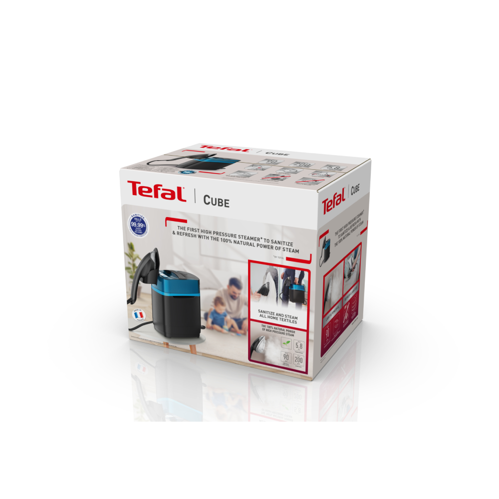 Tefal Tefal Cube High Pressure Garment Steamer - Black/Blue | UT2020E0 - Home & Kitchen - Lebanon