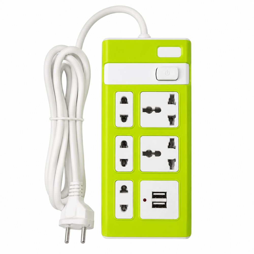 Socket Extension 5-Way Power Strip with 2 USB Ports - Green/White | SE-5USB-GR - Computers & Tech - Lebanon