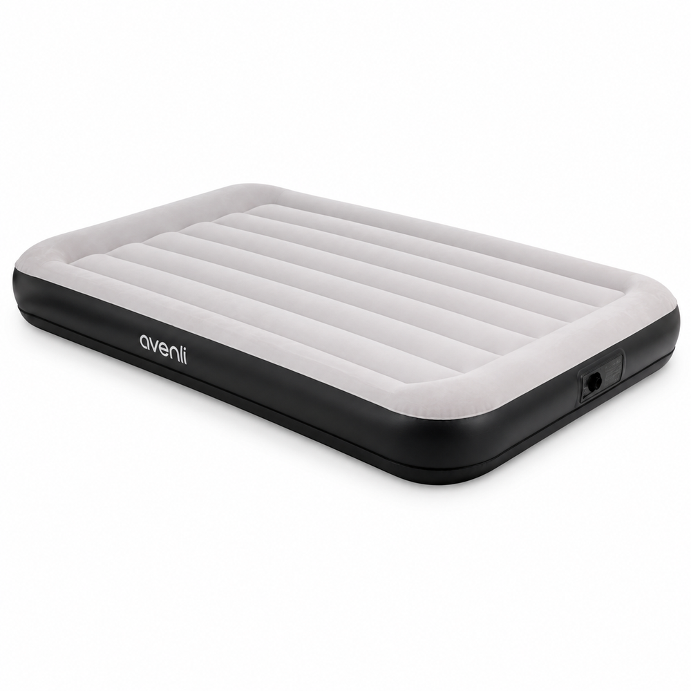 Avenli Avenli Queen Size Flocked Airbed with Built-In Electric Pump EU 203 x 152 x 30cm | 24176EU - Home & Kitchen - Lebanon