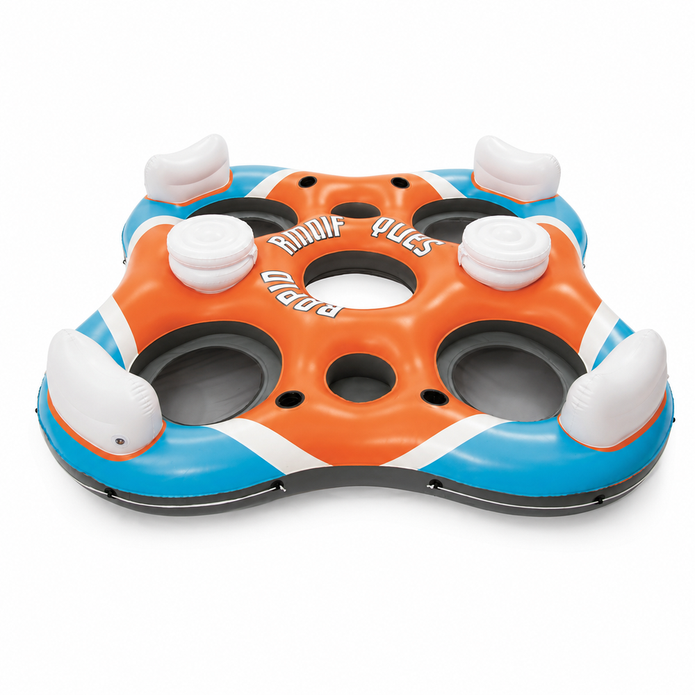 Rapid Rider 4-Person Inflatable Pool Island with Backrests & Cup Holders | 43115 - Sports & Outdoors - Lebanon