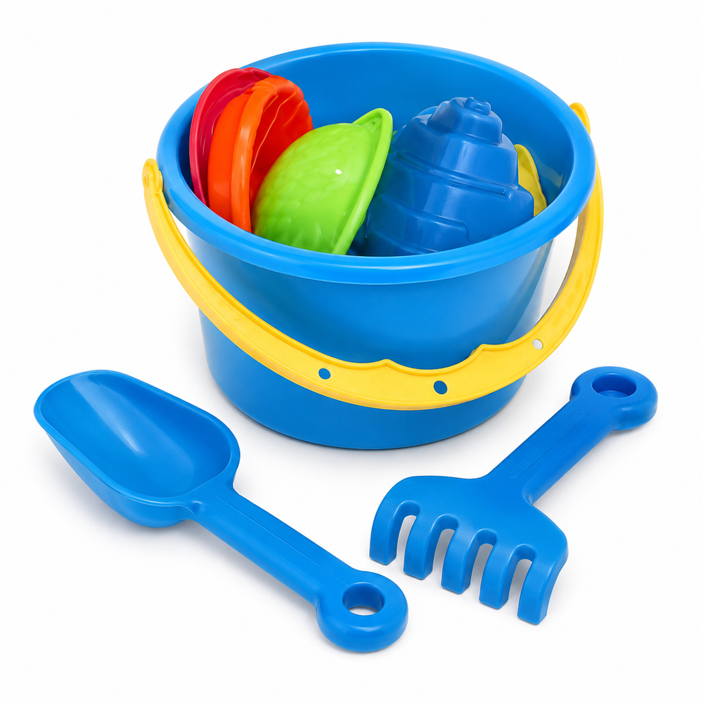 Dede Kids Beach and Sand Toy Set with Bucket, Scoop, Rake and Molds - 8 Pieces | AD051-6 - Toys & Games - Lebanon