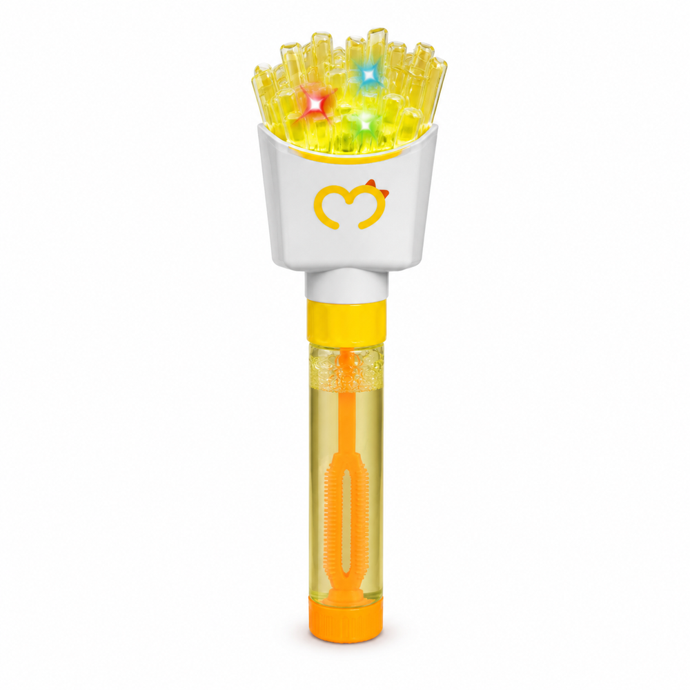 French Fries Multi-Nozzle Light-Up Bubble Wand Toy - White/Yellow | 2835A - Sports & Outdoors - Lebanon