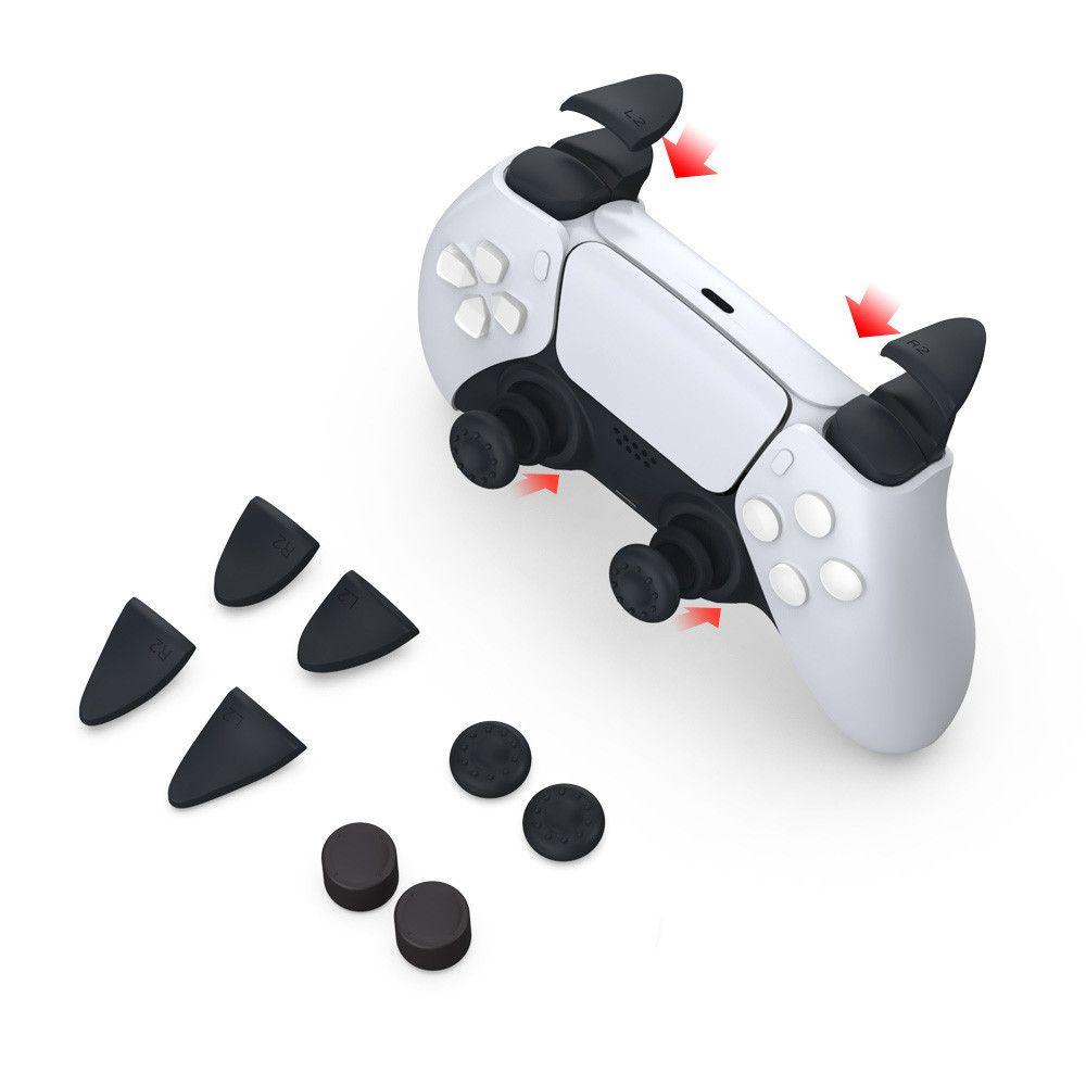 Dobe DOBE 8-Piece Trigger and Thumb Grip Kit for PS5 – Black | TP5-0513 - Gaming - Lebanon