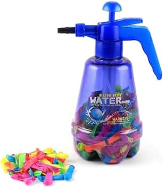 Water Balloon Pump Set with 100 Balloons - Blue| V12-100S - Toys & Games - Lebanon