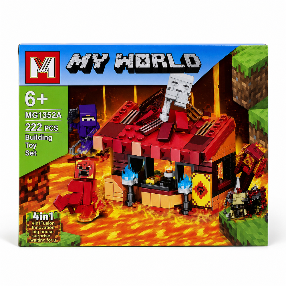 My World Nether House Building Block Set - Red | MG1352A Style 1 - Toys & Games - Lebanon