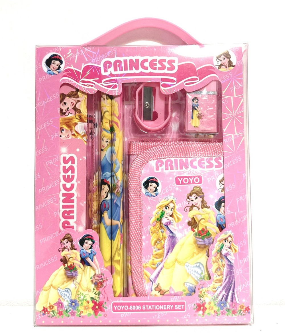Pink princess stationery gift set with notebook, pencils, ruler, sharpener and accessories WJ1935F - Computers & Tech - Lebanon