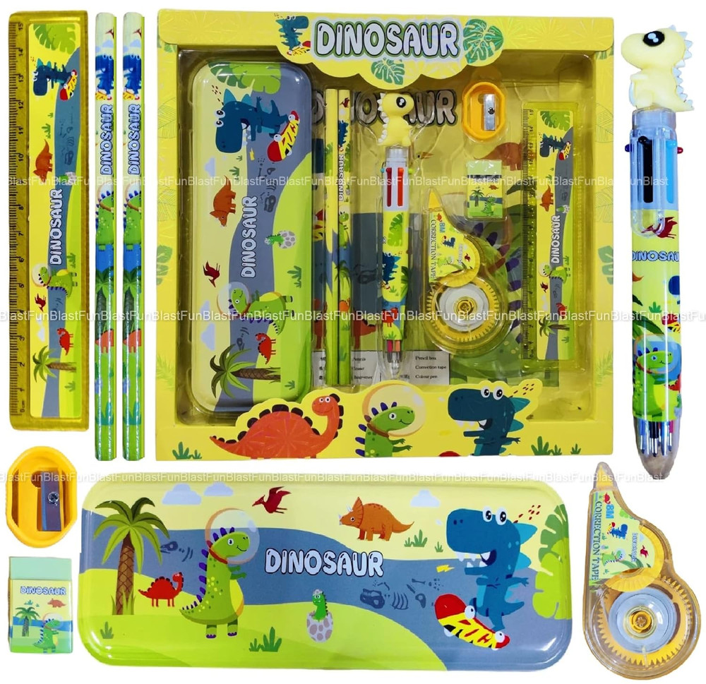 Dinosaur Stationery Set - Pencil Case & School Supplies - Multicolor | WJ1959A - Toys & Games - Lebanon