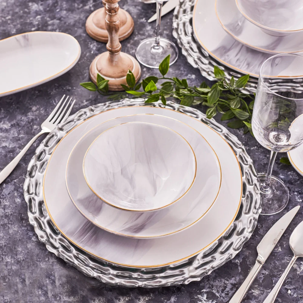 Karaca Karaca Ria - 39-Piece Stoneware Dinner Set - 12 People - Grey | 153.03.08.0624 - Home & Kitchen - Lebanon