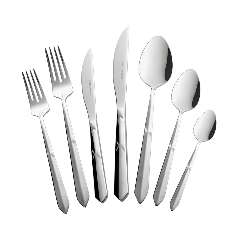 Karaca 316 Elegance Diamond - 84-Piece 316 Stainless Steel Cutlery Set - 12 People - Platinum | 153.03.08.2071