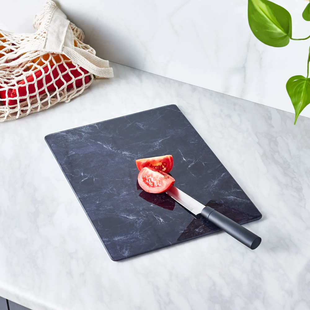 Karaca Karaca Ayaz - Black Glass Cutting Board - 25 × 35cm - Non-Slip | 153.03.08.2744 - Home & Kitchen - Lebanon