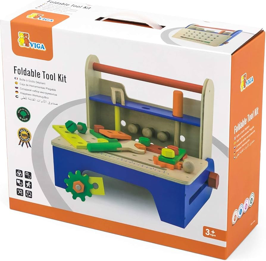 Viga VIGA Foldable Wooden Tool Kit 32 Pieces | 59869 - Toys & Games - Lebanon