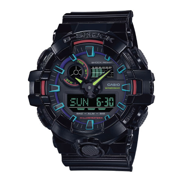 Casio Casio G-SHOCK Casual Men Analog-Digital Watch - Black | GA-700RGB-1ADR - Phones & Wearables - Lebanon