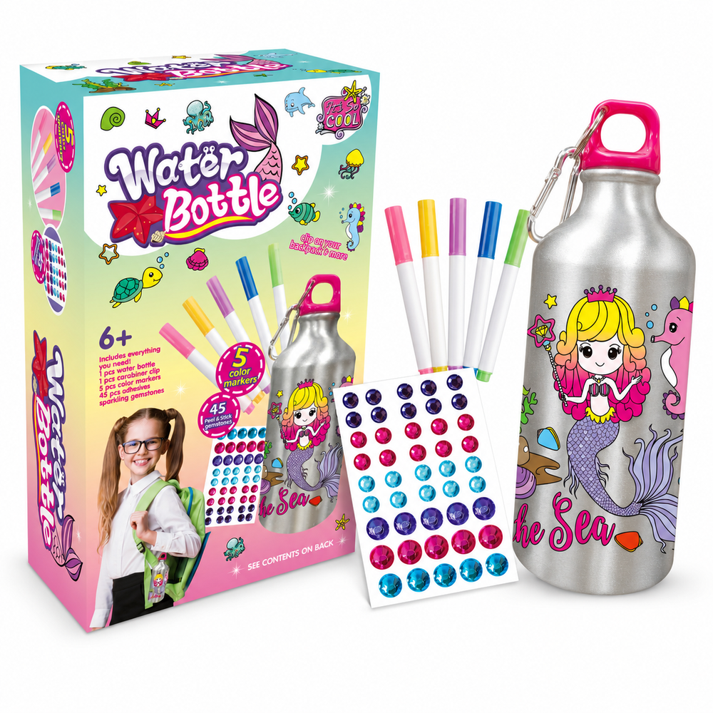 Mermaid DIY Water Bottle Decorating Kit | JX20420-1A - Home & Kitchen - Lebanon
