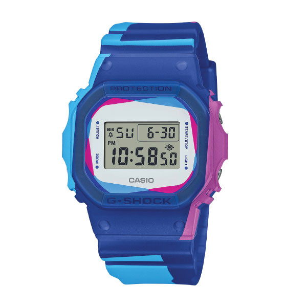 Casio Casio G-SHOCK Casual Digital Men Watch - Blue Multicolor | DWE-5600PR-2DR - Phones & Wearables - Lebanon