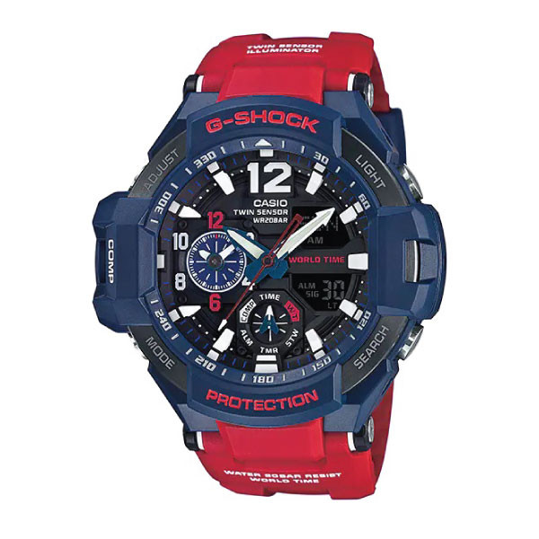 Casio Casio G-SHOCK MASTER OF G GRAVITYMASTER Men Watch - Blue Red | GA-1100-2ADR - Phones & Wearables - Lebanon