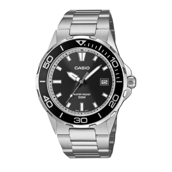 Casio Casio Men 3-Hand Watch - Silver / Black | MTD-145D-1AVDF - Phones & Wearables - Lebanon