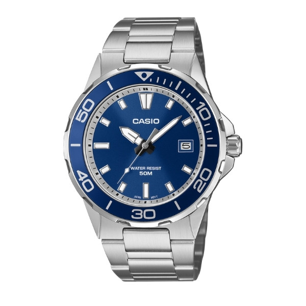Casio Casio Men 3-Hand Watch - Silver / Blue | MTD-145D-2AVDF - Phones & Wearables - Lebanon