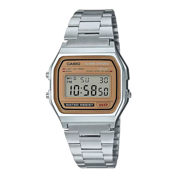 Casio Casio Vintage Digital Unisex Metal Watch - Brown / Silver | A158WEA-9DF - Phones & Wearables - Lebanon