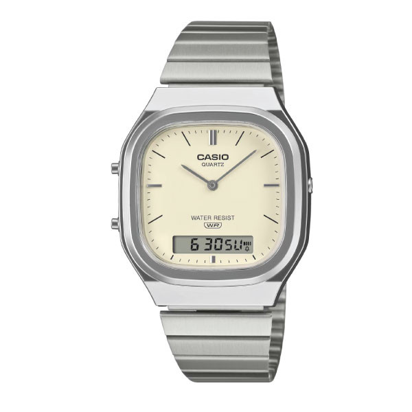 Casio Casio Unisex Vintage Analog-Digital Watch - Silver / White | AQ-240E-7A2DF - Phones & Wearables - Lebanon
