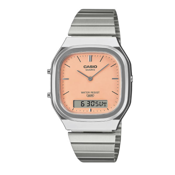 Casio Casio Unisex Vintage Analog-Digital Watch - Orange / Silver | AQ-240E-4ADF - Phones & Wearables - Lebanon