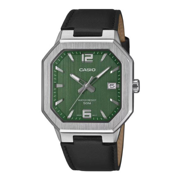 Casio Casio Men 3-Hand Watch - Black / Green | MTP-B195L-3AVDF - Phones & Wearables - Lebanon