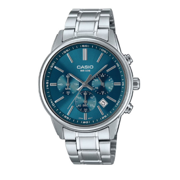 Casio Casio Men 3-Hand Chronograph Watch - Blue / Silver | MTP-E515D-2A1VDF - Phones & Wearables - Lebanon