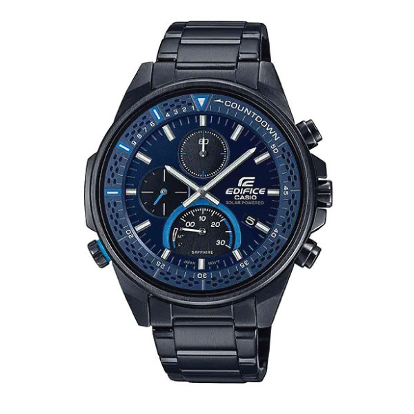 Casio Casio Edifice SLIM Men Solar Chronograph Watch - Black | EFS-S590DC-2AVUDF - Phones & Wearables - Lebanon