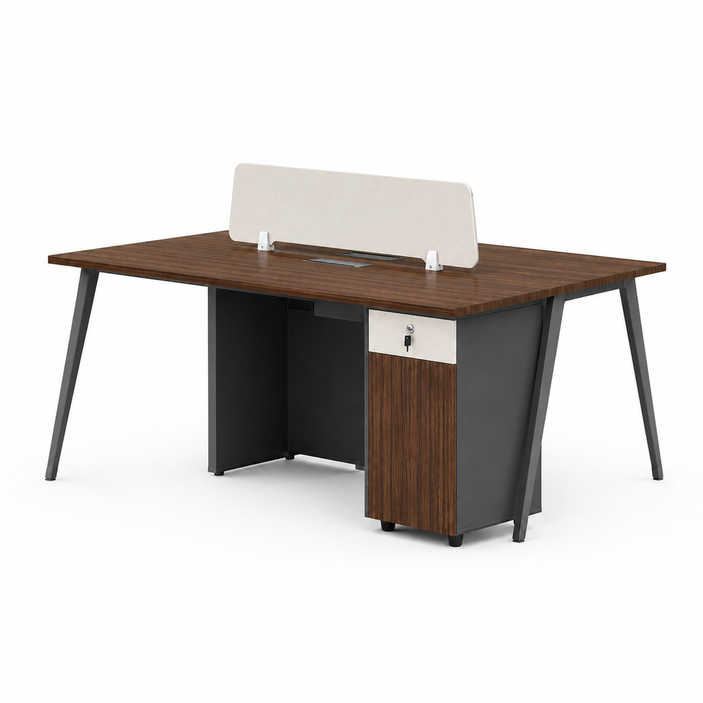 Valencia Valencia 2-Seat Brown Office Workstation | VL XR-D221222 - Home & Kitchen - Lebanon