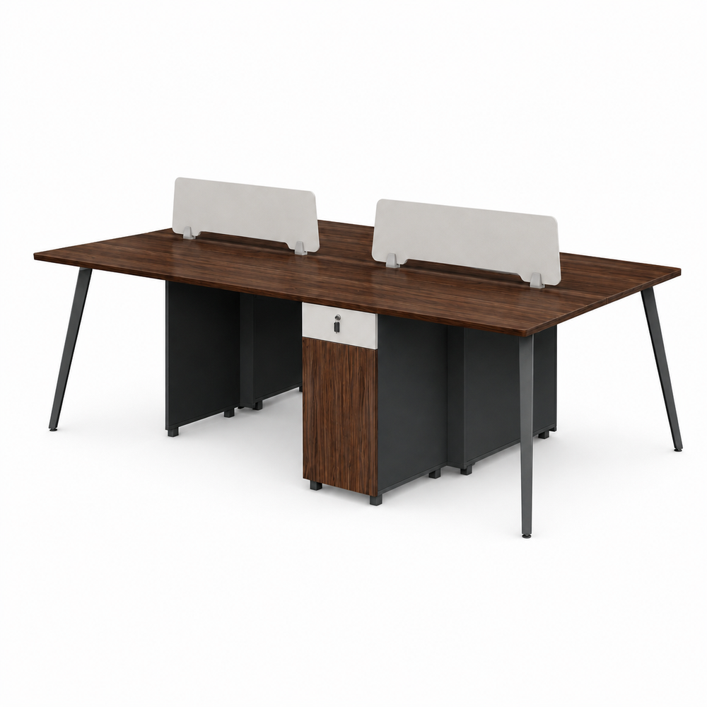 Valencia Valencia 4-Seat Office Workstation - Brown | VL XR-D241222 - Home & Kitchen - Lebanon