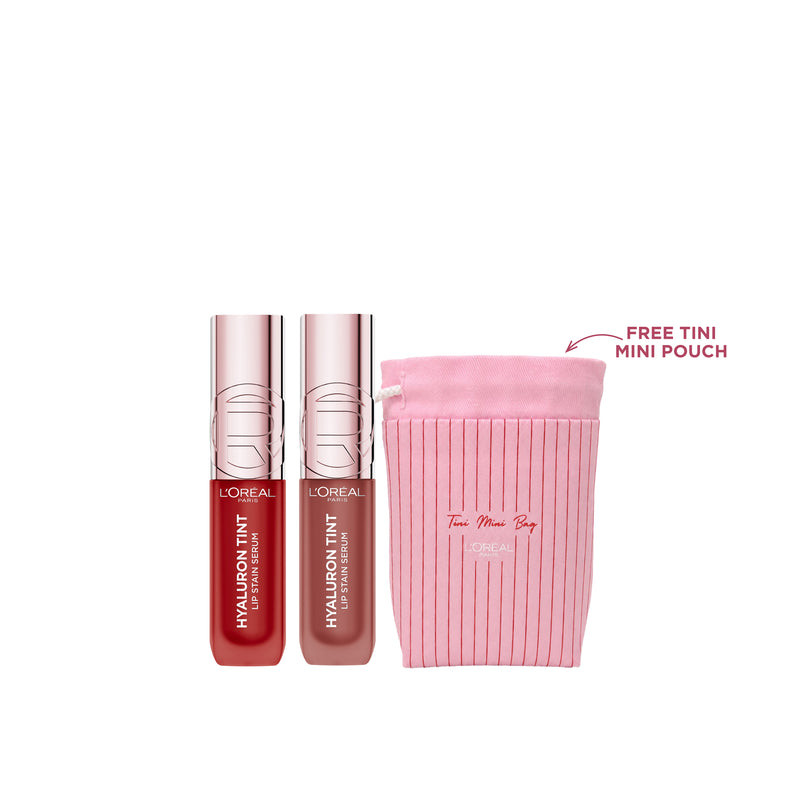 L'Oréal L'Oréal Paris Hyaluron Tint Lip Stain Serum Duo Bundle + Free Pouch - Beauty & Personal Care - Lebanon