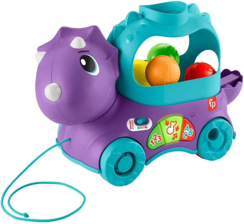 Fisher Price Fisher-Price Poppin' Triceratops Toddler Learning Musical Dinosaur Pull Toy - UK English | HNR50 - Toys & Games - Lebanon