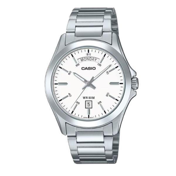 Casio Casio Men 3-Hand Watch - White / Silver | MTP-1370D-7A3VDF - Phones & Wearables - Lebanon