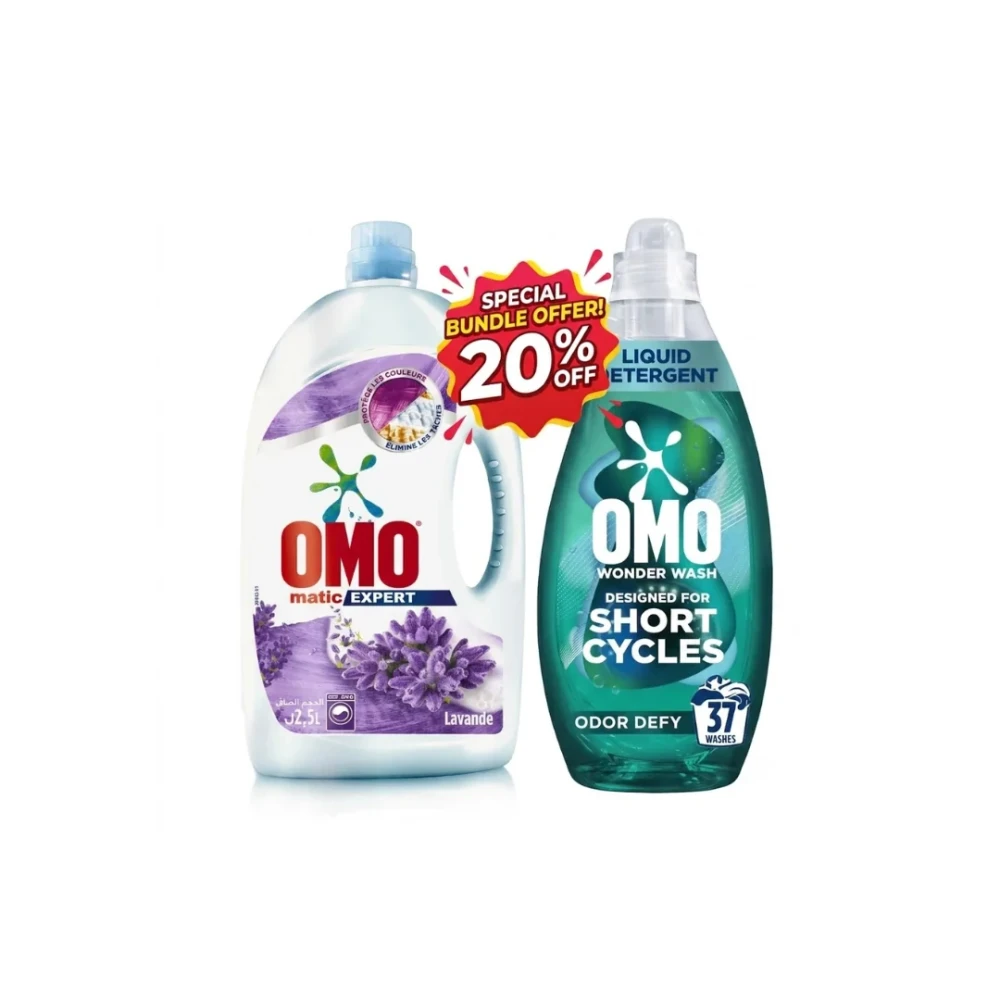 Omo Omo Laundry Matic Active Fresh 2.5L + Wonder Wash Care 1.48L - 20% Off - Home & Kitchen - Lebanon