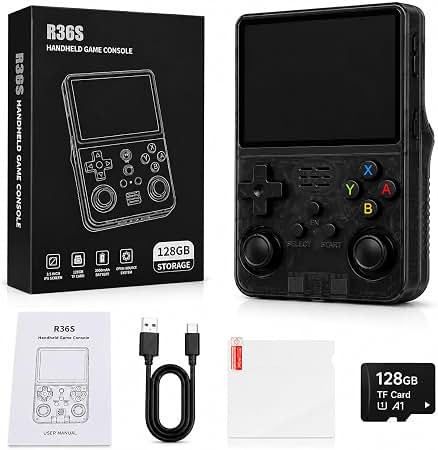 R36S Handheld Game Console 3.5" IPS 128GB Retro Linux System - Black - Gaming - Lebanon