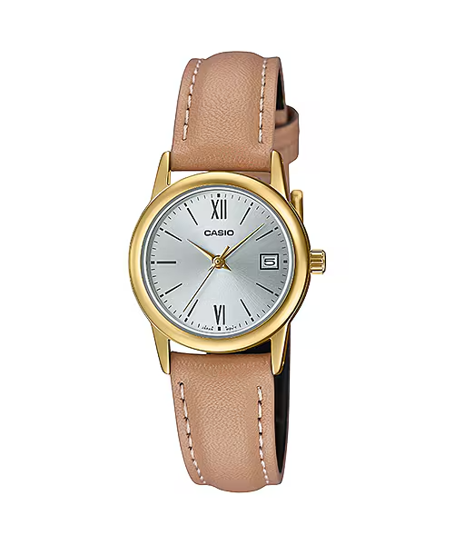 Casio Casio LTP-V002GL-7B3UDF Analog Watch - Silver Dial - Brown Leather Strap | LTP-V002GL-7B3UDF - Other - Lebanon