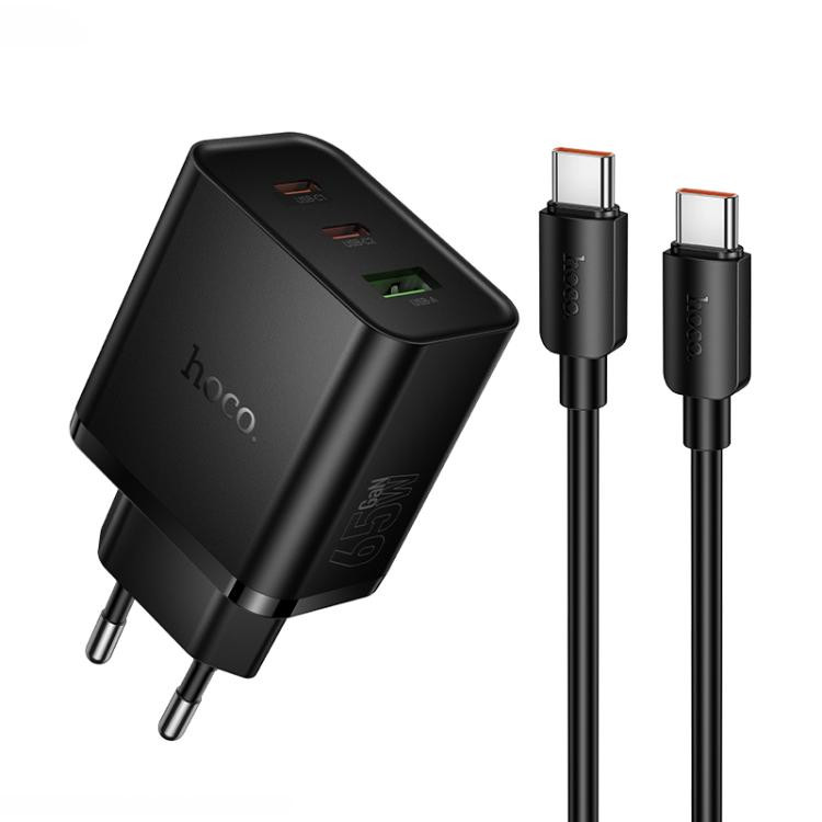 Hoco Hoco N75 65W GaN 3-Port Fast Charger Set with USB-C Cable - Black | N75 - Computers & Tech - Lebanon