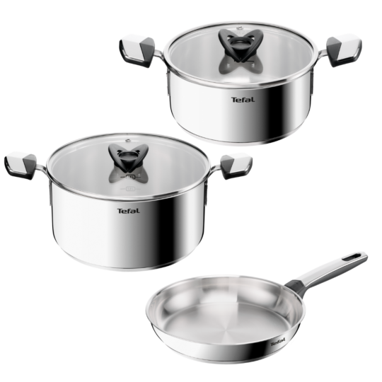 Tefal Tefal Emotion+ 5-Piece Cookware Set - Stewpots 20/24cm + Lids & Frypan 24cm | E328S355 - Home & Kitchen - Lebanon
