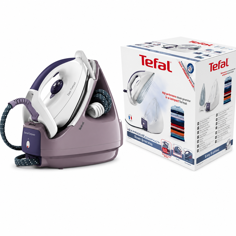Tefal Tefal Easy Pressing Steam Generator Iron 2320W 1L - White / Purple | GV5266 - Home & Kitchen - Lebanon