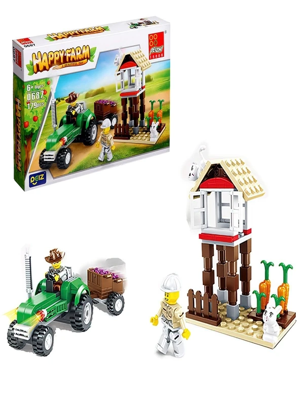 Happy Farm Tractor & Farm Tower Building Blocks Set | 0687-1 - Toys & Games - Lebanon