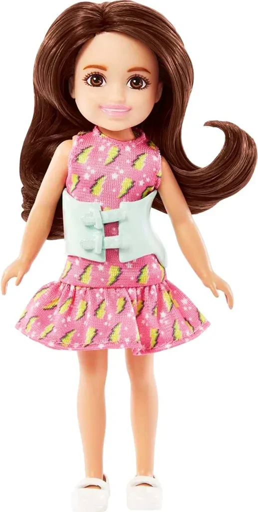 Barbie Barbie Chelsea Doll with Pink Dress & Removable Back Brace | HKD90 - Toys & Games - Lebanon
