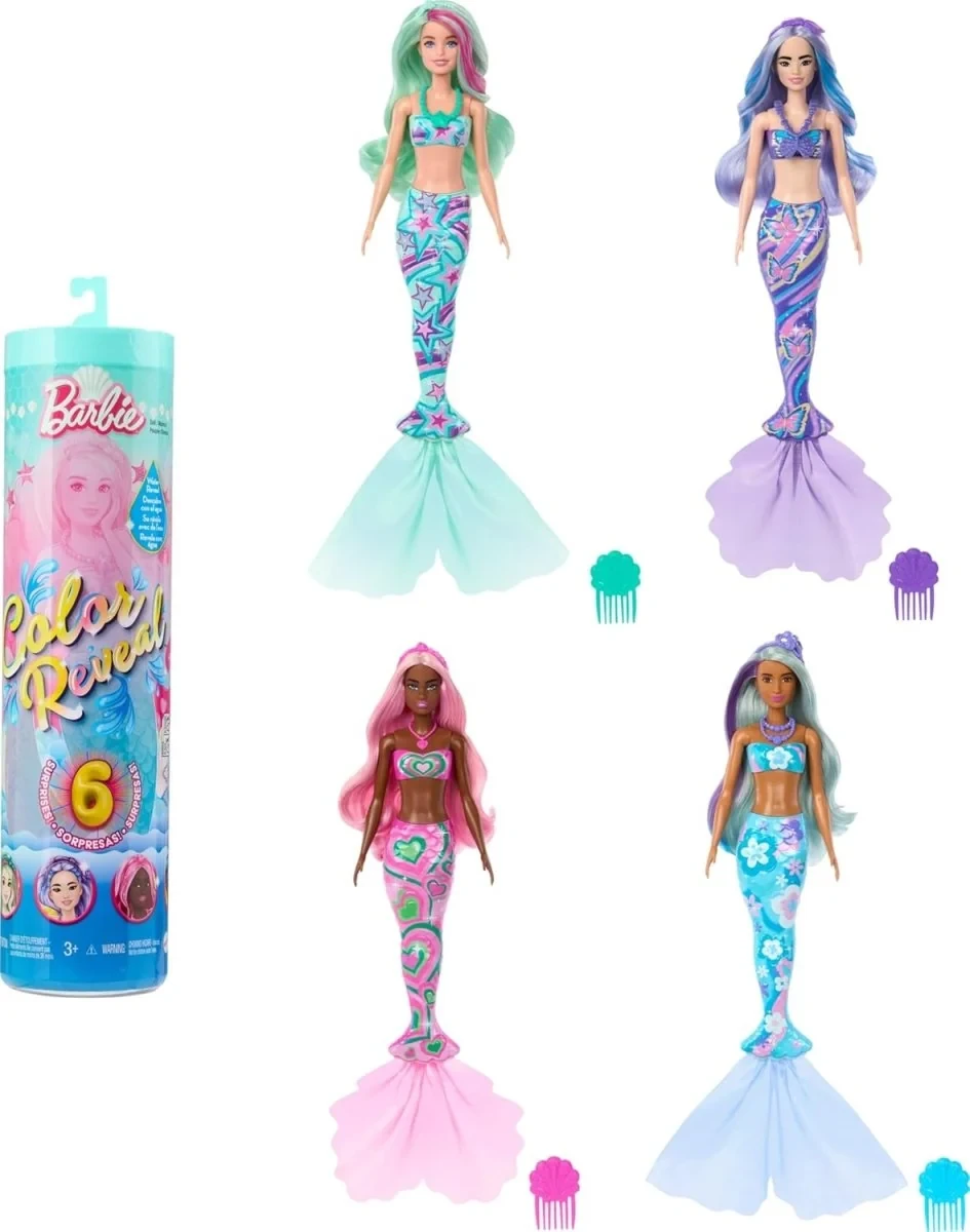 Barbie Barbie Color Reveal Mermaid Doll with 6 Unboxing Surprises | HRK12 - Toys & Games - Lebanon