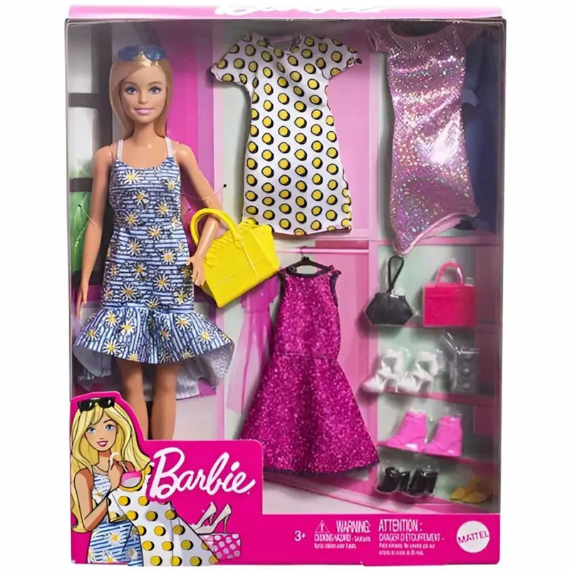 Barbie Barbie Fashion Doll with 11 Fashion Accessories - Blonde | FVJ42 - Toys & Games - Lebanon
