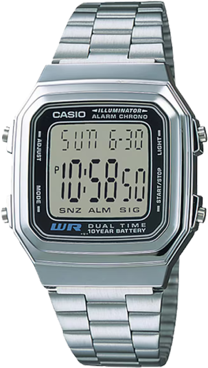 Casio Casio Digital Watch – Silver Case, Black Dial & Silver Bracelet | A178WA-1ADF - Phones & Wearables - Lebanon