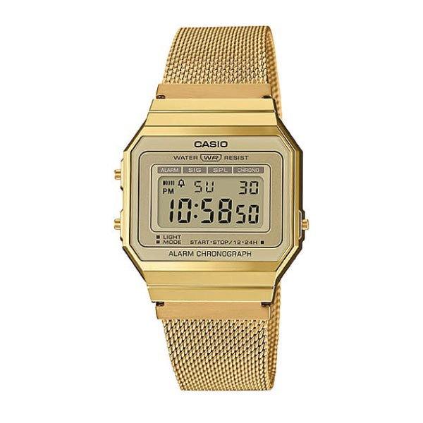 Casio Casio Digital Watch – Gold Case, Champagne Dial & Mesh Bracelet | A700WMG-9ADF - Phones & Wearables - Lebanon