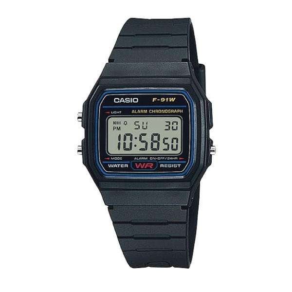 Casio Casio Digital Watch – Black Case, Black/Blue Dial & Resin Strap | F-91W-1DG - Phones & Wearables - Lebanon